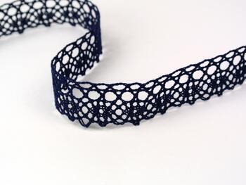 Cotton bobbin lace 75239, width 19 mm, dark blue - 2