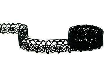 Cotton bobbin lace 75239, width 19 mm, black - 2