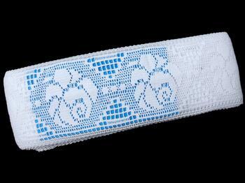 Cotton bobbin lace insert 75241, width 81 mm, white - 2
