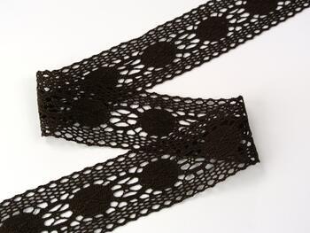 Cotton bobbin lace insert 75249, width 48 mm, dark brown - 2