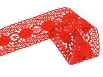 Cotton bobbin lace insert 75249, width 48 mm, red - 2