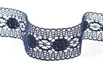 Cotton bobbin lace insert 75249, width 48 mm, black blue - 2