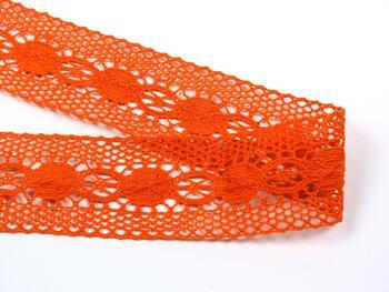 Cotton bobbin lace insert 75249, width 48 mm, rich orange - 2
