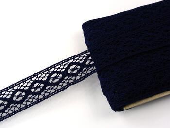 Cotton bobbin lace insert 75250, width 31 mm, dark blue - 2