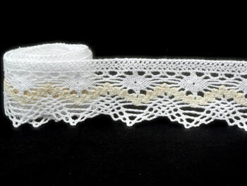 Cotton bobbin lace 75251, width 50 mm, white/ecru - 2