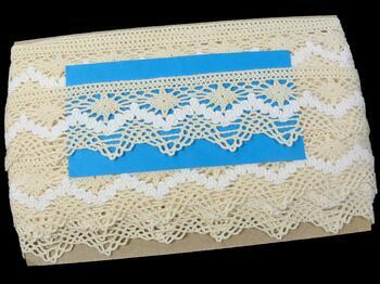 Cotton bobbin lace 75251, width 50 mm, ecru/white - 2