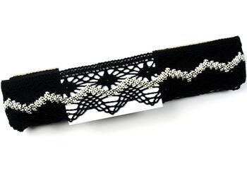 Cotton bobbin lace 75251, width 50 mm, black/ecru - 2