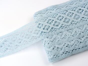 Cotton bobbin lace insert 75252, width 45 mm, light blue - 2