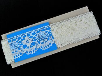 Linen bobbin lace 75253, width 50 mm, 100% linen bleached - 2