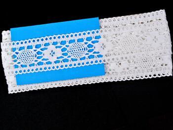Cotton bobbin lace insert 75254, width 48 mm, white - 2