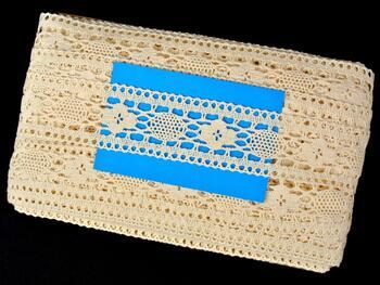 Cotton bobbin lace insert 75254, width 48 mm, ecru - 2
