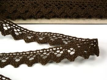 Cotton bobbin lace 75259, width 17 mm, light brown - 2