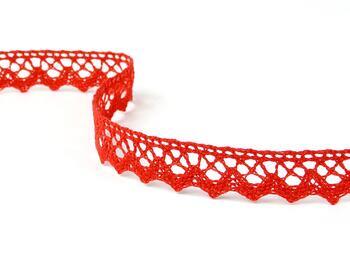 Cotton bobbin lace 75259, width 17 mm, red - 2