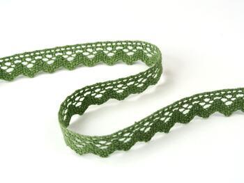 Cotton bobbin lace 75259, width 17 mm, green olive - 2