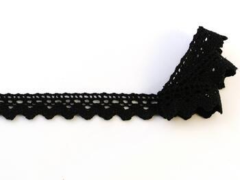Cotton bobbin lace 75260, width 22 mm, black - 2