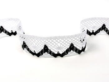 Bobbin lace No. 75261 white/black | 30 m - 2