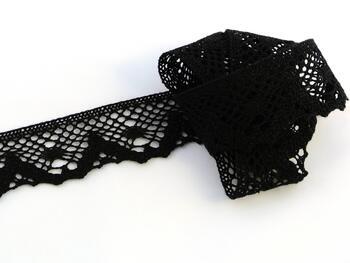 Cotton bobbin lace 75261, width 40 mm, black - 2