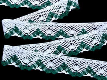 Bobbin lace No. 75261 white/green | 30 m - 2
