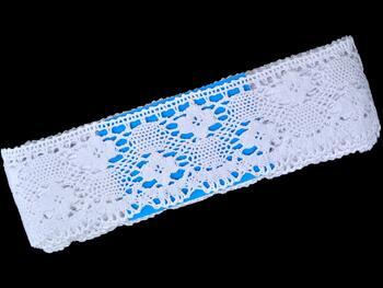 Cotton bobbin lace 75262, width 80 mm, white - 2