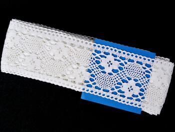 Cotton bobbin lace insert 75263, width 74 mm, white - 2