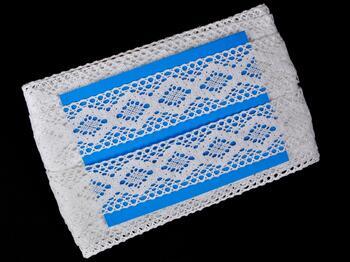 Cotton bobbin lace insert 75264, width 43 mm, white - 2