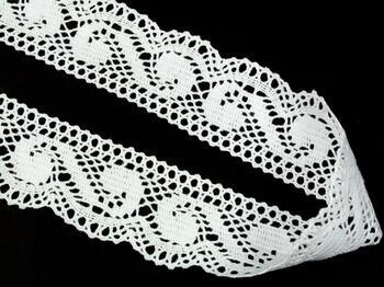 Cotton bobbin lace 75267, width 43 mm, white - 2