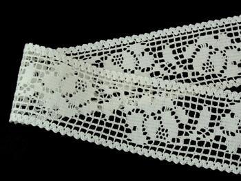 Cotton bobbin lace insert 75269, width 53 mm, ivory - 2