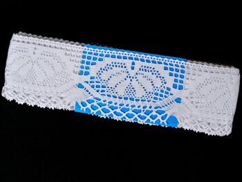 Cotton bobbin lace 75272, width 68 mm, white - 2