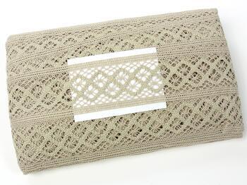 Cotton bobbin lace insert 75283, width 53 mm, light linen gray - 2