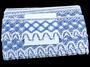Cotton bobbin lace 75293, width 68 mm, white/sky blue - 2/4