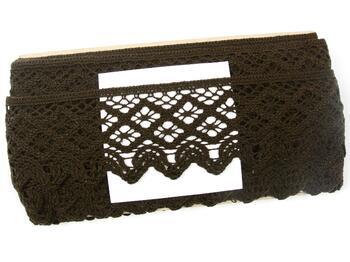 Cotton bobbin lace 75293, width 68 mm, dark brown - 2