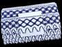 Cotton bobbin lace 75293, width 68 mm, white/dark blue - 2/3