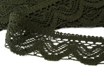 Cotton bobbin lace 75301, width 58 mm, dark olive - 2