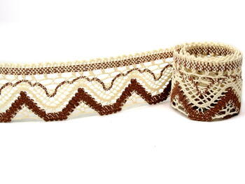 Cotton bobbin lace 75301, width 58 mm, ecru/brown - 2