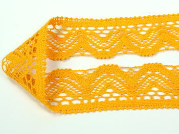 Cotton bobbin lace 75301, width 58 mm, dark yellow - 2