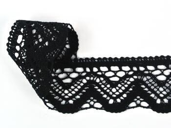 Cotton bobbin lace 75301, width 58 mm, black - 2