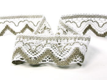Bobbin lace No. 75301 white/dark linen | 30 m - 2