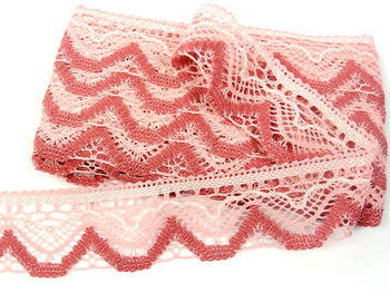 Bobbin lace No. 75301 pink/light creamy/rose | 30 m - 2