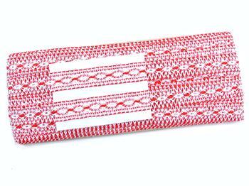 Cotton bobbin lace insert 75305, width 18 mm, white/red - 2