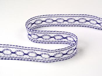 Cotton bobbin lace insert 75305, width 18 mm, white/purple - 2