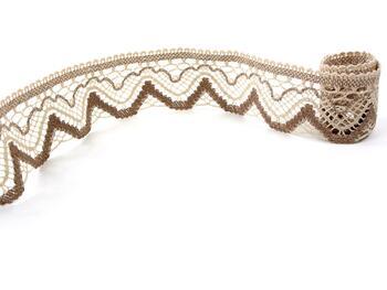Cotton bobbin lace 75301, width 58 mm, ecru/dark beige - 2