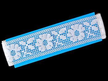Cotton bobbin lace insert 75314, width 54 mm, white - 2