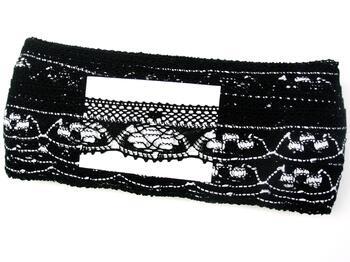 Cotton bobbin lace 75320, width 40 mm, black/white - 2
