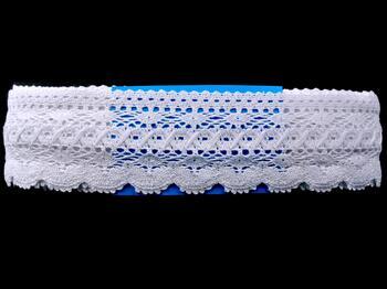 Cotton bobbin lace 75335, width 75 mm, white - 2