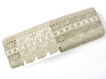 Cotton bobbin lace 75335, width 75 mm, light linen gray/light cream - 2