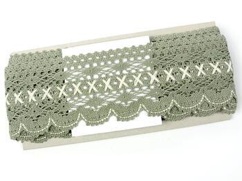 Cotton bobbin lace 75335, width 75 mm, dark linen gray/light cream - 2