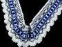 Cotton bobbin lace 75335, width 75 mm, white/royal blue - 2/4
