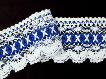Bobbin lace No. 75335 white/royale blue | 30 m - 2