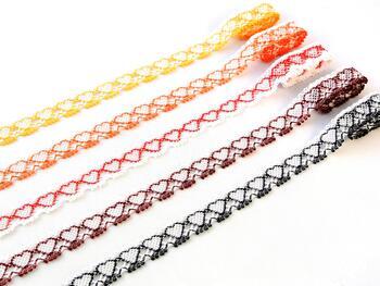 Cotton bobbin lace 75133, width 19 mm, white/dark yellow - 2