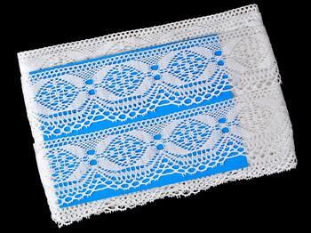 Cotton bobbin lace 75342, width 56 mm, white - 2